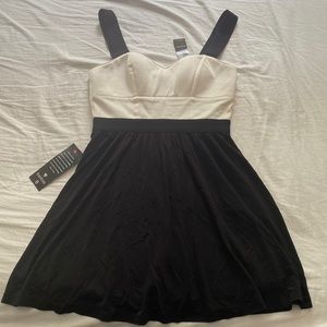 bebe black and white dress Strapless Bow Open Back Dress  bebe